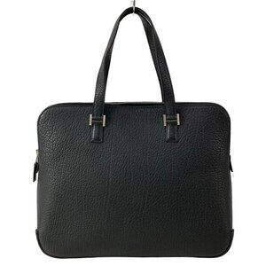 Auth HERMES Escapade Black Vachette Crispe Fjord Square F Handbag